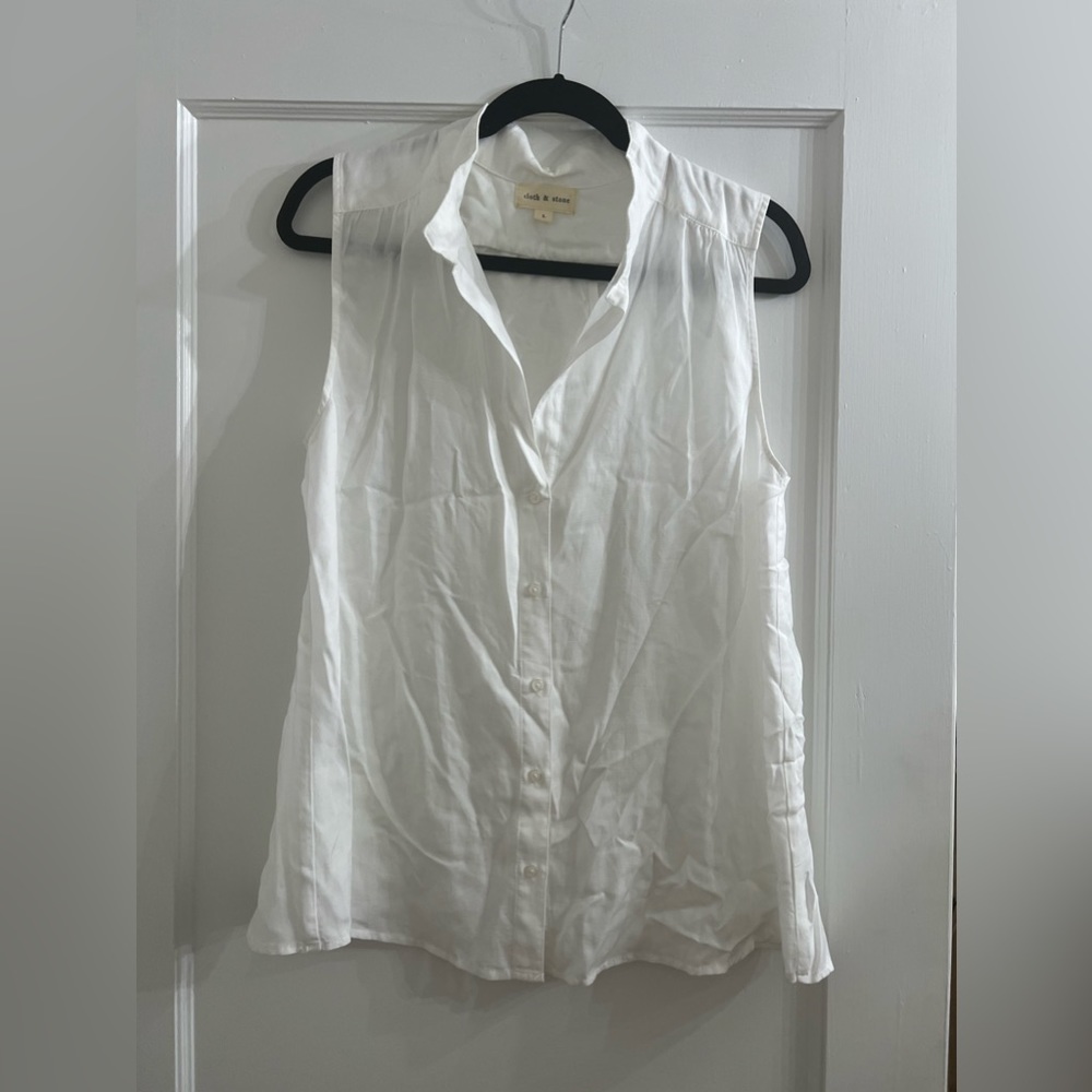 Cloth And Stone White Button Front Open Back Blou… - image 1